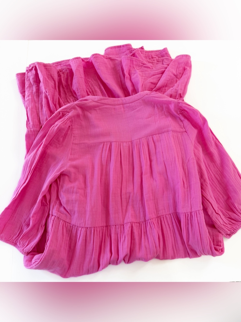 Loft Lou & Grey Dress Womens Large Pink Gauze Cotton Midi Relaxed Boho - Picture 9 of 11